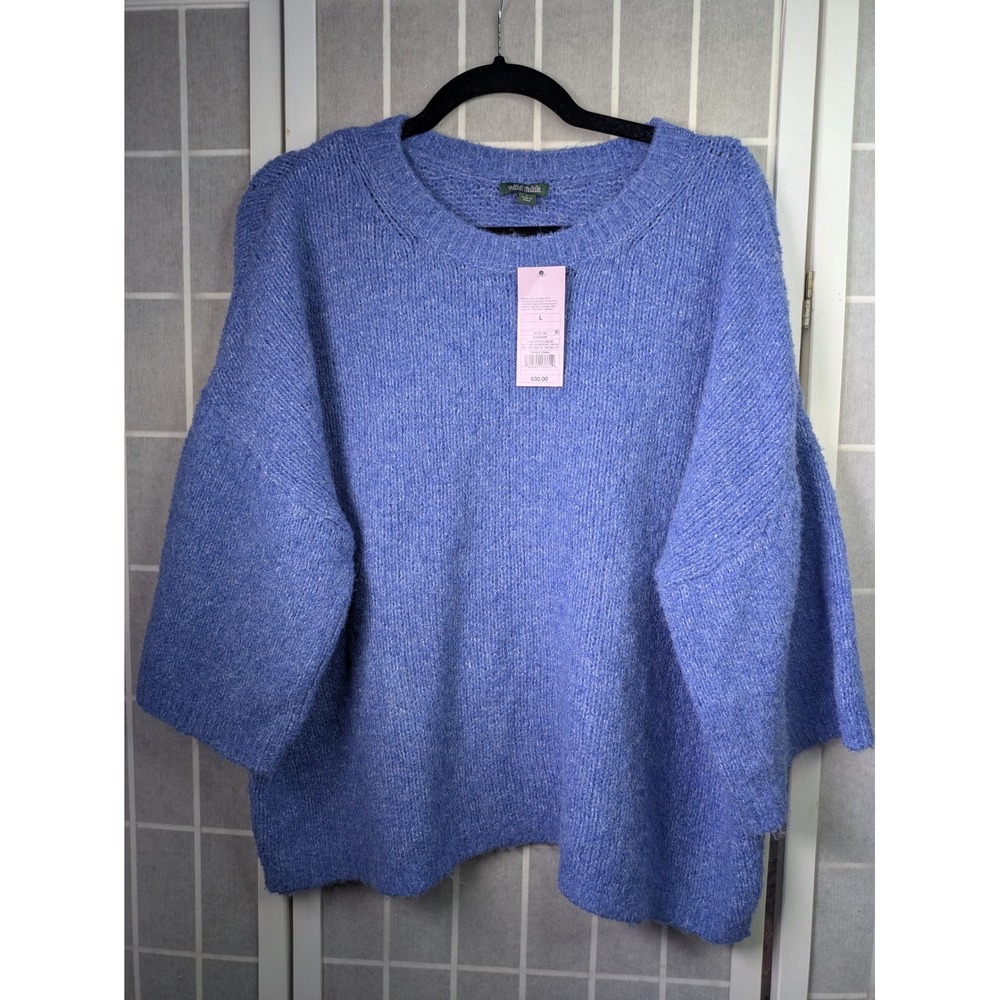 Wild Fable Womens Oversized Sweater Large NWT $30 3/4 Sleeve Alpaca Blend Blue